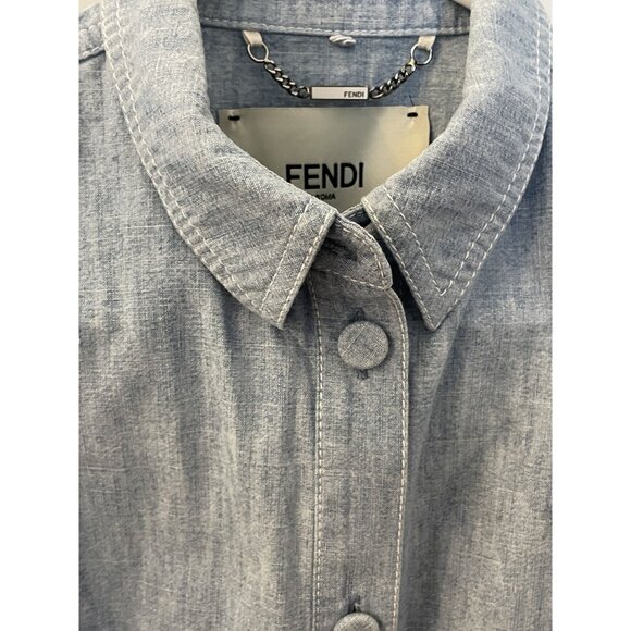 Fendi Womens Chambray Summer Shorts Made In Italy With Elastic Waist & Pocket De - Picture 4 of 13